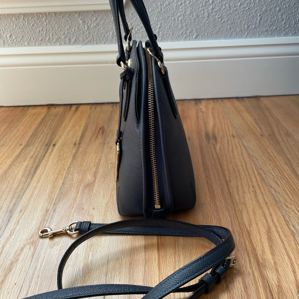 EUC Coach "Prince Street" | Crossbody/Satchel Purse | Navy Crossgrain Leather - Picture 2 of 9